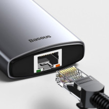 USB-хаб Baseus 8in1 Metal Gleam 8-Port Type-C HUB Adapter Type-C to USB3.0*3, Type-C(PD)*1, 4KHDMI, RJ45, TF, SD Серый