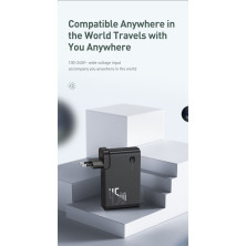 Сетевое зарядное устройство Baseus GaN 2in1 QC3.0+PD3.0 45W USB+Type-C 5A с функцией Павербанка 10000mAh + кабель Type-C 60W 20V/3A 1м Черный