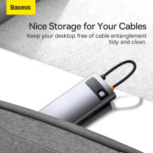USB-хаб Baseus 4in1 Metal Gleam 4-Port Type-C HUB Adapter Type-C to USB3.0*3, RJ45 Сірий