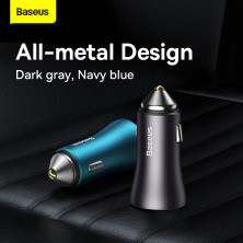 Автомобільний зарядний пристрій Baseus Golden Contactor Max Dual Fast Charger Car Charger 60W USB+Type-C Блакитний