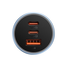 Автомобильное зарядное устройство Baseus Golden Contactor Pro Triple Fast Charger Car Charger 65W USB+2Type-C Голубой