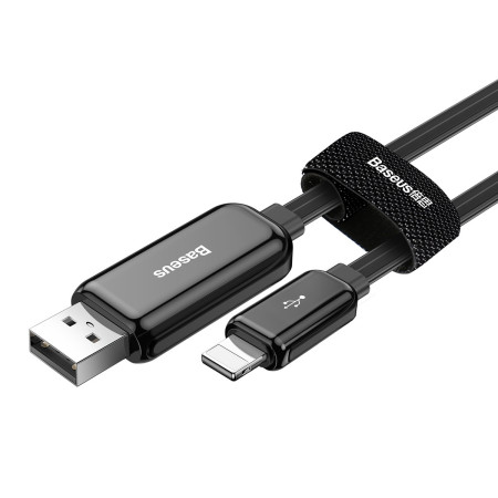 Кабель Baseus Glowing Fast Charging Data Cable USB to Lightning 2.4A 1m Чорний