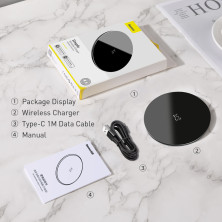 Беспроводное зарядное устройство Baseus Simple NEW Wireless Charger с технологией Qi 15W Черный