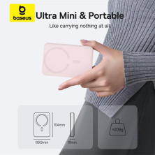 УМБ Baseus EnerFill FM11 Ultra-Mini Magnetic 2in1 10000mAh 22.5W 3A QC3.0+PD3.0 с Беспроводной зарядкой Qi 15W Розовый