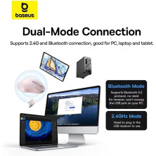 Бездротова мишка Baseus F02 Ergonomic Wireless Mouse 2.4G/BT5.2 1000-1600-2000-2400-4000dpi Рожевий