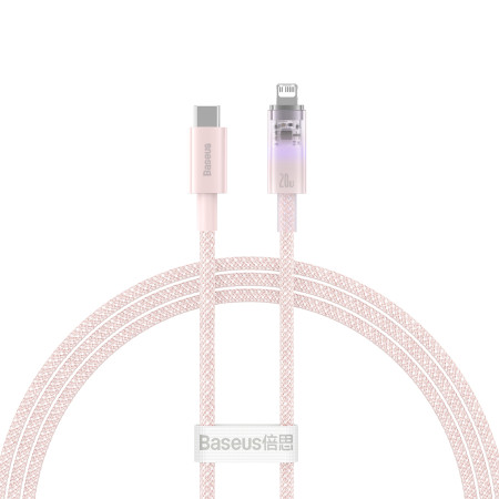 Кабель Baseus Explorer Series with Smart Temperature Control Fast Charging Data Cable Type-C to Lightning PD 20W 1m Розовый