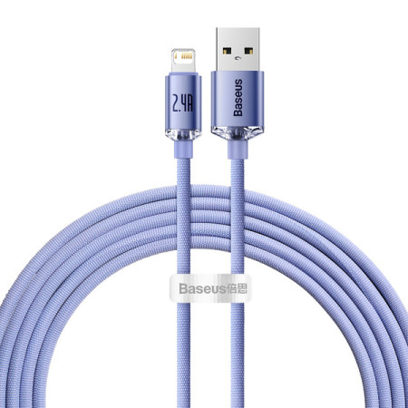 Кабель Baseus Crystal Shine Series USB to Lightning 2.4A 2m Фіолетовий