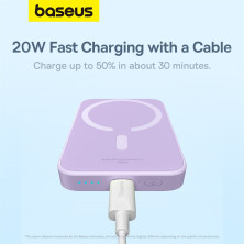 УМБ Baseus Magnetic Wireless 2in1 6000mAh 20W 2.4A QC3.0+PD3.0 з Бездротовою зарядкою Qi 15W Фіолетовий