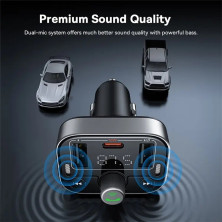 FM-трансмиттер Baseus S-09 Pro T-Typed FM Launcher MP3 Car Charger 2USB+Type-C 3.4A Черный