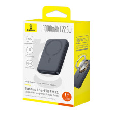 УМБ Baseus EnerFill FM11 Ultra-Mini Magnetic 2in1 10000mAh 22.5W 3A QC3.0+PD3.0 с Беспроводной зарядкой Qi 15W Черный
