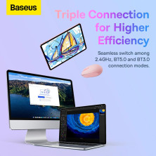 Беспроводная мышка Baseus F01B Tri-Mode Wireless Mouse 2.4G/BT1+BT2 800-1200-1600dpi Розовый