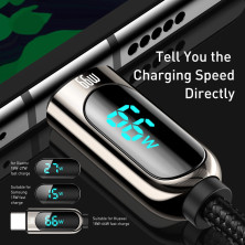 Кабель Baseus Display Series Fast Charging Data Cable USB to Type-C 66W 11V 6A 1m Черный