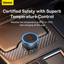 Автомобильное зарядное устройство Baseus Golden Contactor Pro Triple Fast Charger Car Charger 65W USB+2Type-C Голубой
