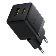 Мережевий зарядний пристрій Baseus Palm Fast Charger QC3.0+PD3.0 20W USB+Type-C 3A + Кабель Type-C to Type-C 60W 20V/3A 1м Чорний