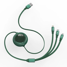 Кабель Baseus Bright Mirror Retractable 3-in-1 Fast Charging Data Cable USB to Lightning+Type-C+MicroUSB 3.5А 1.2m Зеленый