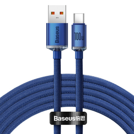 Кабель Baseus Crystal Shine Series Fast Charging Data Cable USB to Type-C 100W 20V 5A 2m Синій