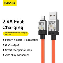 Кабель Baseus CoolPlay Series Fast Charging Cable USB to Lightning 2.4A 1m Оранжевый