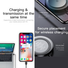 Кабель Baseus iP Cable Wireless Charger Cable USB to Lightning 2A 1.2m с Беспроводной зарядкой 5W Черный