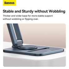 Підставка для телефона і планшета настільна Baseus Desktop Biaxial Foldable Metal Stand for Tablets обертання 360° Сірий