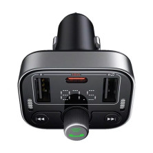 FM-трансмиттер Baseus S-09 Pro T-Typed FM Launcher MP3 Car Charger 2USB+Type-C 3.4A Черный