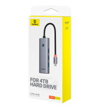 USB-хаб Baseus 5in1 UltraJoy 5-Port Type-C HUB Adapter Type-C to USB3.0*4, Type-C(PD)*1 Сірий