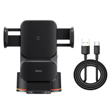 Бездротовий автомобільний зарядний пристрій Baseus Wisdom Auto Alignment Car Mount Wireless Charger Suction Base з технологією Qi 15W Чорний