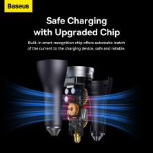 Автомобильное зарядное устройство Baseus Golden Contactor Pro Triple Fast Charger Car Charger 65W USB+2Type-C Серый