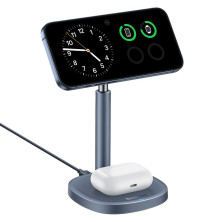 Беспроводное зарядное устройство Baseus Orbit 2 Pro Air-Cooled 2-in-1 Magnetic с функцией MagSafe и Qi2 20W Серый