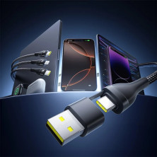 Кабель Baseus Flash Series 3 3-in-2 Fast Charging Data Cable  USB+Type-C to Lightning+Type-C+Type-C 100W 1.5m Чорний