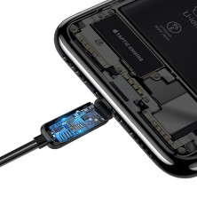 Кабель Baseus Glowing Fast Charging Data Cable USB to Lightning 2.4A 1m Чорний