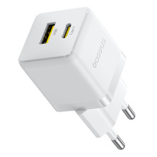 Сетевое зарядное устройство Baseus Palm Fast Charger QC3.0+PD3.0 30W USB+Type-C 3A + Кабель Type-C to Type-C 60W 20V/3A 1м Белый
