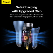 Автомобильное зарядное устройство Baseus Golden Contactor Pro Triple Fast Charger Car Charger 65W USB+2Type-C Голубой