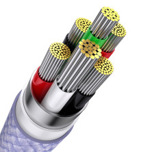 Кабель Baseus Flash Series 2 3-in-1 Fast Charging Data Cable USB to Lightning+Type-C+MicroUSB 66W 1.2m Фіолетовий
