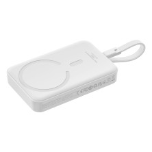 УМБ Baseus Magnetic Mini Wireless Fast Charge 10000mAh 30W 3A QC3.0+PD3.0 з функцією MagSafe та Qi 15W і Type-C 30W кабелем Білий