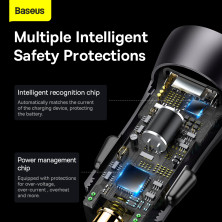 Автомобільний зарядний пристрій Baseus Golden Contactor Max Dual Fast Charger Car Charger 60W 2USB Сірий
