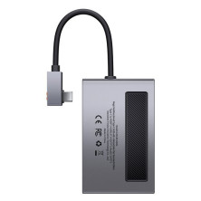 USB-хаб Baseus 6in1 Magic Multifunctional Type-C with a Retractable Clip Type-C to USB3.0, Type-C, 4KHDMI, AUX, TF, SD Сірий