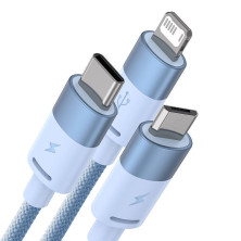Кабель Baseus StarSpeed 3-in-1 Fast Charging Data Cable USB to Lightning+Type-C+MicroUSB 3.5А 1.2m Блакитний