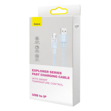 Кабель Baseus Explorer Series with Smart Temperature Control Fast Charging Data Cable USB to Lightning 2.4A 1m Голубой