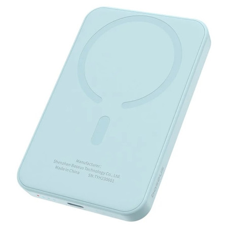 УМБ Baseus Magnetic Mini Wireless Fast Charge 2in1 5000mAh 20W 2.4A QC3.0+PD3.0 з Бездротовою зарядкою Qi 15W Блакитний