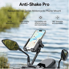 Тримач телефону на велосипед Baseus GoTrip Series Bike Phone Mount Rearview Mirror з кріпленням на дзеркало Чорний