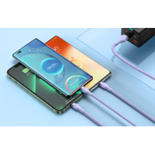 Кабель Baseus Flash Series 2 3-in-1 Fast Charging Data Cable USB to Lightning+Type-C+MicroUSB 100W 1.2m Фіолетовий