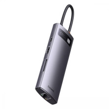 USB-хаб Baseus 8in1 StarJoy 8-Port Type-C HUB Adapter Type-C to USB3.1*3, Type-C(PD)*1, 4KHDMI, RJ45,TF, SD Сірий