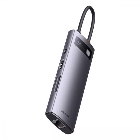 USB-хаб Baseus 8in1 StarJoy 8-Port Type-C HUB Adapter Type-C to USB3.1*3, Type-C(PD)*1, 4KHDMI, RJ45,TF, SD Сірий