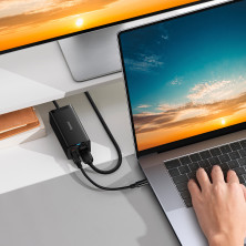 Сетевое зарядное устройство Baseus GaN5 Pro Desktop Fast Charger 67W USB+2Type-C+HDMI + кабель Baseus Type-C to Type-C 100W 20V/5A 1м Черный