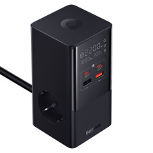Мережевий зарядний пристрій Baseus PowerCombo Tower PowerStrip 100W 2AC+2USB+2Type-C 5A Чорний
