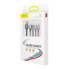 Кабель Baseus Fast 4-in-1 Fast Charging Data Cable USB to Lightning+Type-C*2+MicroUSB 3.5А 1.2m Чорний