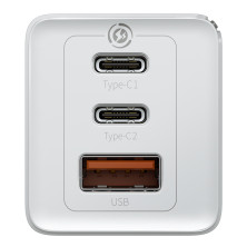 Сетевое зарядное устройство Baseus Quick GaN2 Pro QC4.0+PD3.0 65W USB+2Type-C 5A + кабель Baseus Type-C to Type-C 100W 20V/5A 1м Белый