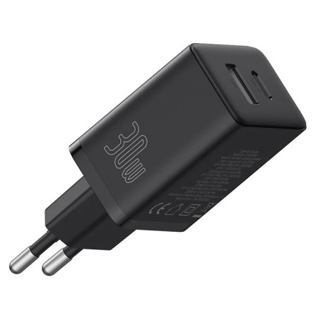 Мережевий зарядний пристрій Baseus Cube Fast Charger QC3.0+PD3.0 30W USB+Type-C 3A Чорний