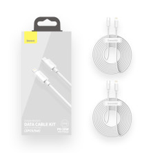 Кабель Baseus Simple Wisdom Series Fast Charging Data Cable Type-C to Lightning PD 20W 1.5m Набор 2 шт Белый