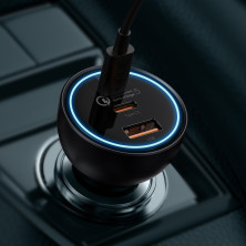 Автомобильное зарядное устройство Baseus Qualcomm QC 5 Technology Multi-Port Fast Charge Car Charger 160W USB+2Type-C + Кабель Type-C to Type-C 100W 1м Серый